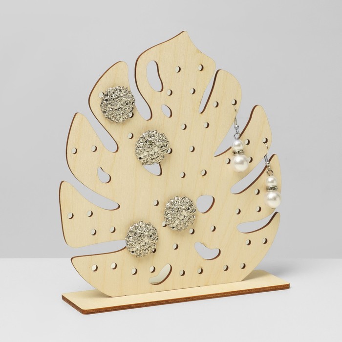 700-nw Подставка для украшений «Лист монстера» 15×4×16 см, фанера, цвет бежевый — изображение 2