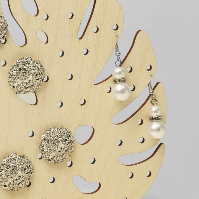 700-nw Подставка для украшений «Лист монстера» 15×4×16 см, фанера, цвет бежевый — изображение 3