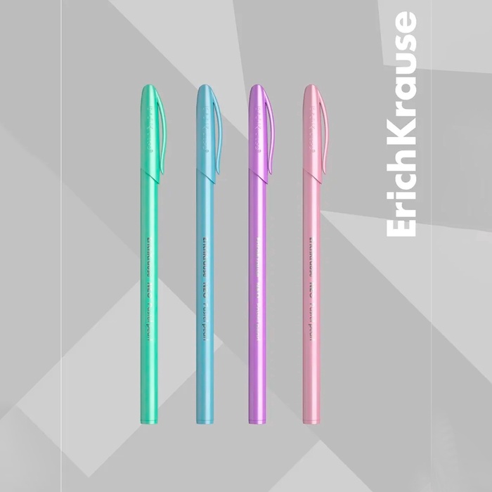 Набор ручек шариковых ErichKrause Neo Pastel pearl, узел 0.7 мм, чернила синие, длина линии письма 1000 метров, 4 штуки, МИКС