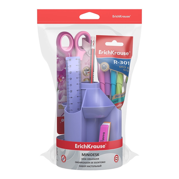 700-nw Набор настольный ErichKrause Mini Desk Pastel, 8 предметов, вращающийся, фиолетовый — изображение 2