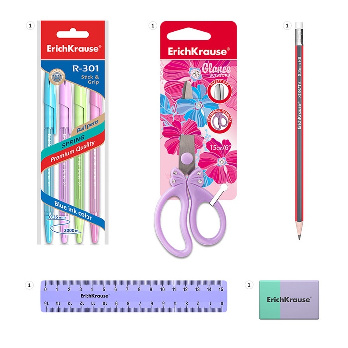 700-nw Набор настольный ErichKrause Mini Desk Pastel, 8 предметов, вращающийся, фиолетовый — изображение 4