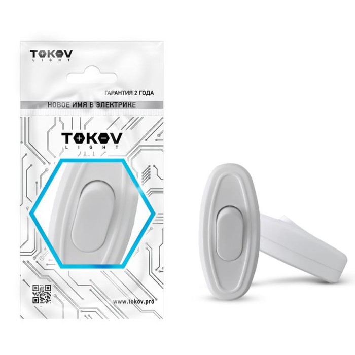Переключатель на шнур, TOKOV ELECTRIC, 6А, 250В, IP20, белый, TKL-SW-C01