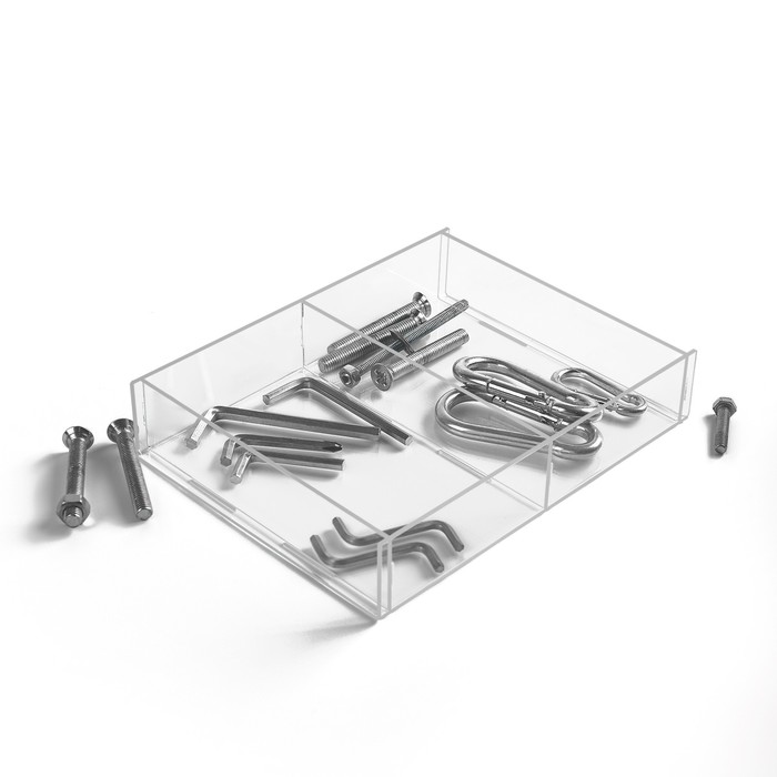 700-nw Подставка для презентации, два отделения 20,3×15,4×3,8 см, оргстекло 2 мм, В ЗАЩИТНОЙ ПЛЁНКЕ — изображение 3