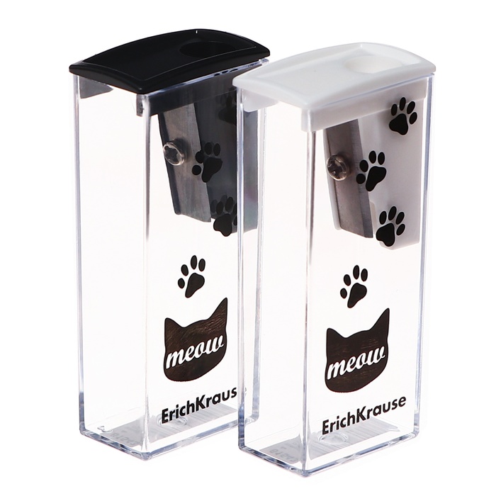 700-nw Точилка 1 отверстие ErichKrause "City" Meow, с контейнером, пластиковая, МИКС — изображение 2