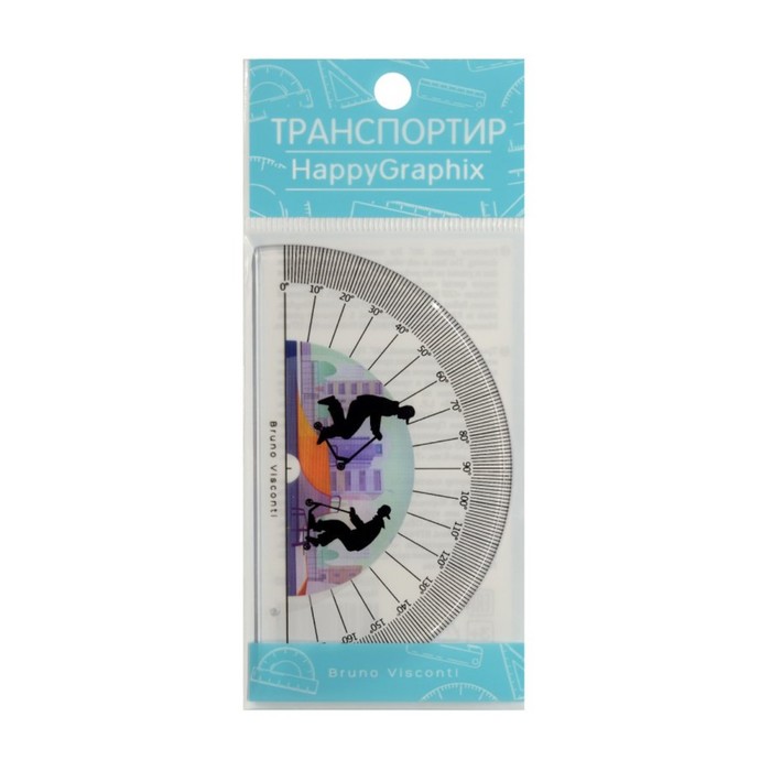 Транспортир 180° HappyGraphix &quot;Самокаты&quot;, пластиковый