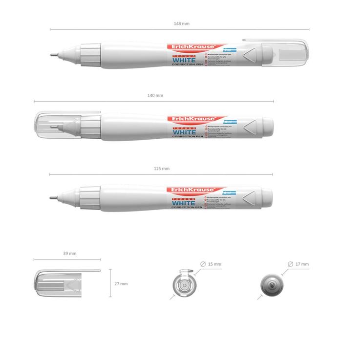 700-nw Ручка-корректор ErichKrause Techno White, 6 мл, с металлическим наконечником — изображение 2