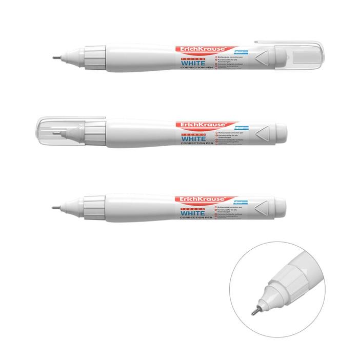 700-nw Ручка-корректор ErichKrause Techno White, 6 мл, с металлическим наконечником — изображение 3