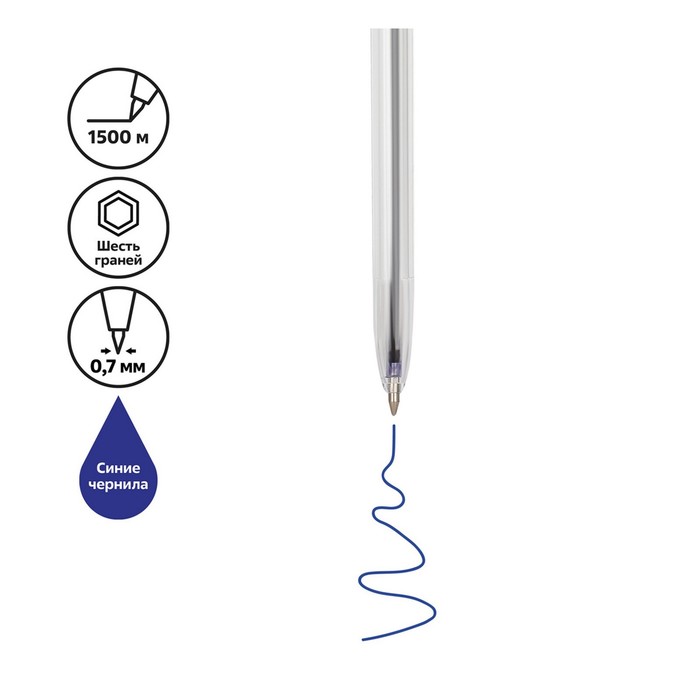700-nw Набор ручек шариковых 4 штуки СТАММ "Офис", узел 0.7-1.0 мм, чернила синие, с европодвесом — изображение 3
