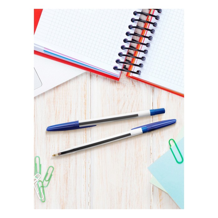 700-nw Набор ручек шариковых 4 штуки СТАММ "Офис", узел 0.7-1.0 мм, чернила синие, с европодвесом — изображение 6