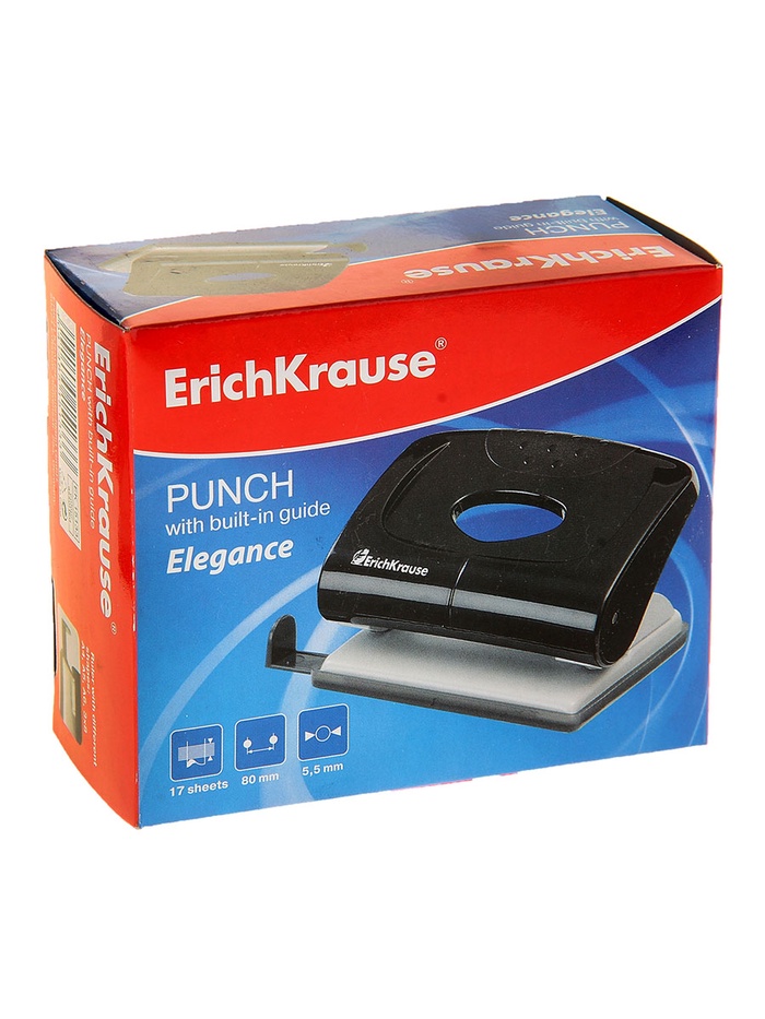 700-nw Дырокол ErichKrause Elegance, до 20 листов, диаметр прокола 5.5 мм, расстояние между проколами 80 мм, МИКС — изображение 4