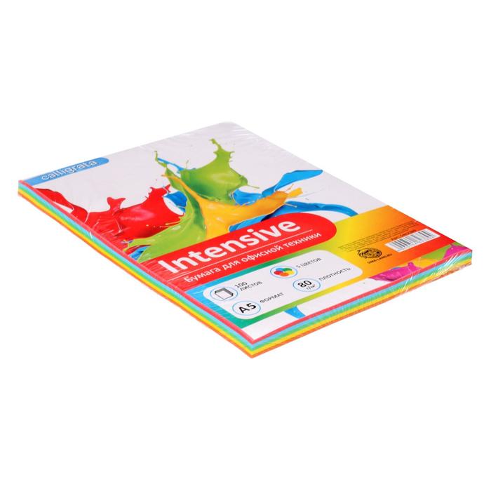 700-nw Бумага цветная А5, 100 листов Calligrata Интенсив, 5 цветов, 80 г/м² — изображение 2