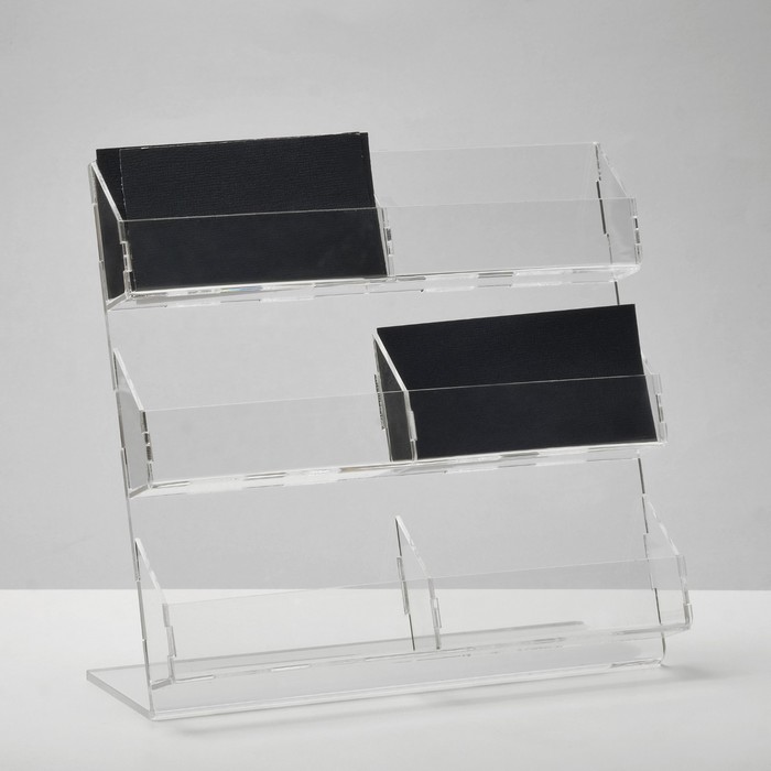 700-nw Подставка для визиток, 6 мест, 19x19x9,5 см, оргстекло 2мм, цвет прозрачный В ЗАЩИТНОЙ ПЛЁНКЕ — изображение 2