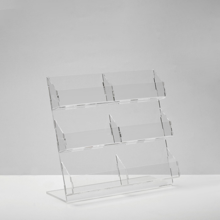 700-nw Подставка для визиток, 6 мест, 19x19x9,5 см, оргстекло 2мм, цвет прозрачный В ЗАЩИТНОЙ ПЛЁНКЕ — изображение 5
