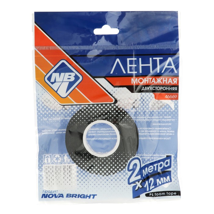 700-nw Лента клеящая двусторонняя Nova Bright, на вспененной основе, 12 мм х 2 м — изображение 2