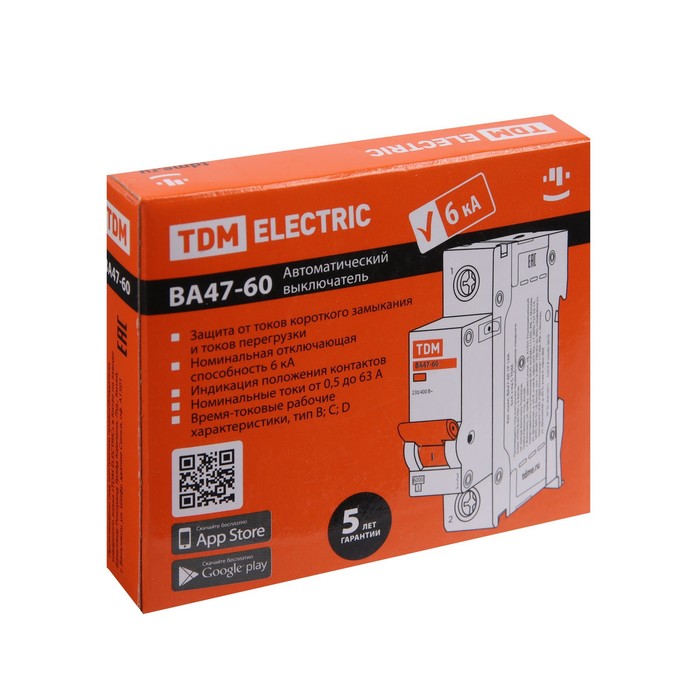 700-nw Выключатель автоматический TDM ВА47-60, 1п, 6 А, 6 кА, С, SQ0223-0073 — изображение 6