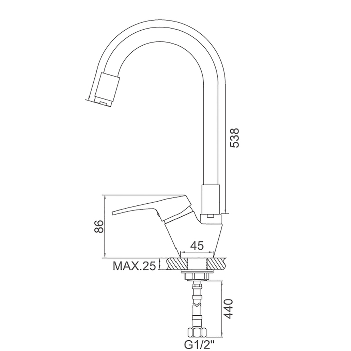 700-nw Cмеситель для кухни Accoona A4819F, однорычажный, силиконовый излив, латунь, чёрный/хром — изображение 4
