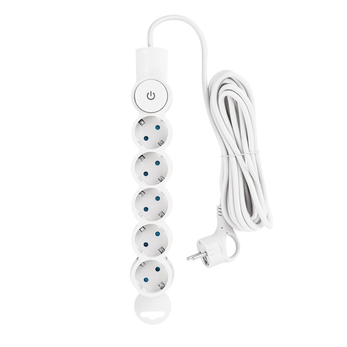 700-nw Сетевой фильтр, 5 гнезд, 5м, с/з, со шторками, с выкл, 2200Вт, 10А, бел, 32577 2, duwi — изображение 3