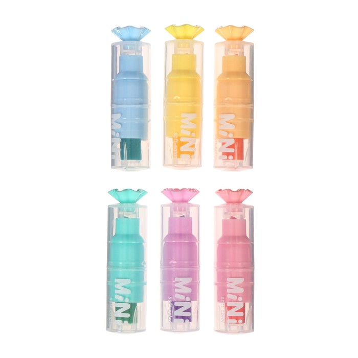 700-nw Набор маркеров текстовыделителей 6 цветов, Конфетки МИНИ, в пластиковом пенале — изображение 2