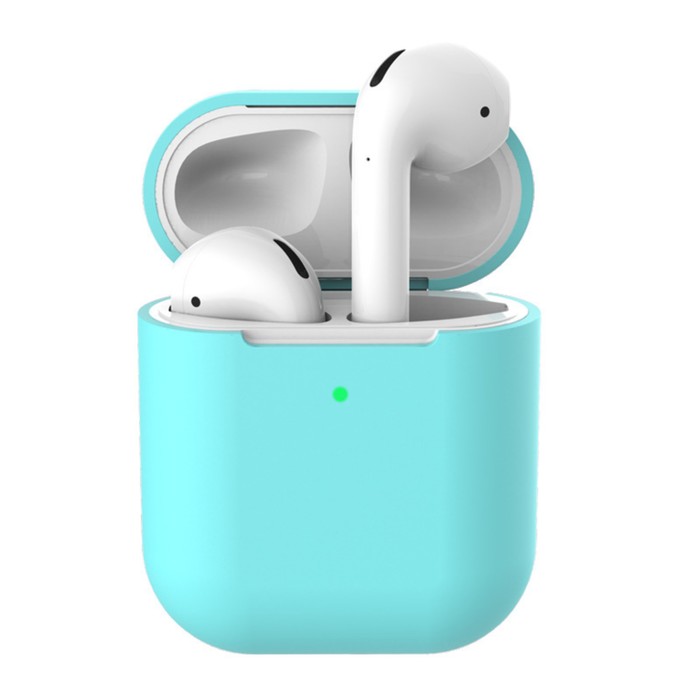 Чехол LuazON для футляра AirPods 1/2, мат. верха: силикон, 56х22х46 мм, голубой