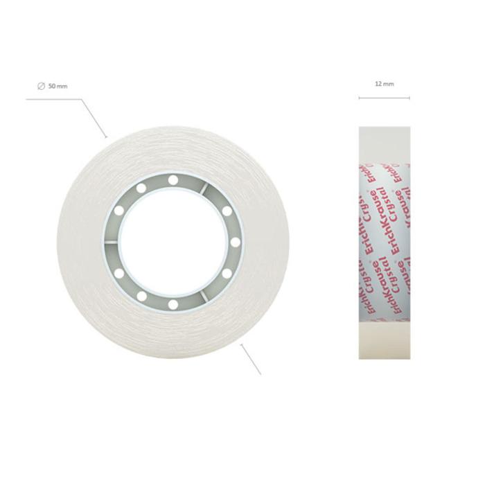 700-nw Клейкая лента канцелярская, 12 мм х 33 метра, ErichKrause Crystal, суперпрозрачная, в коробке, с европодвесом — изображение 2