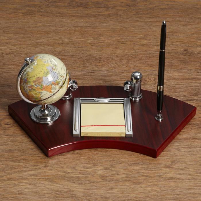 700-nw Набор настольный 4в1 с визитницей, 18х35 см, красное дерево — изображение 5