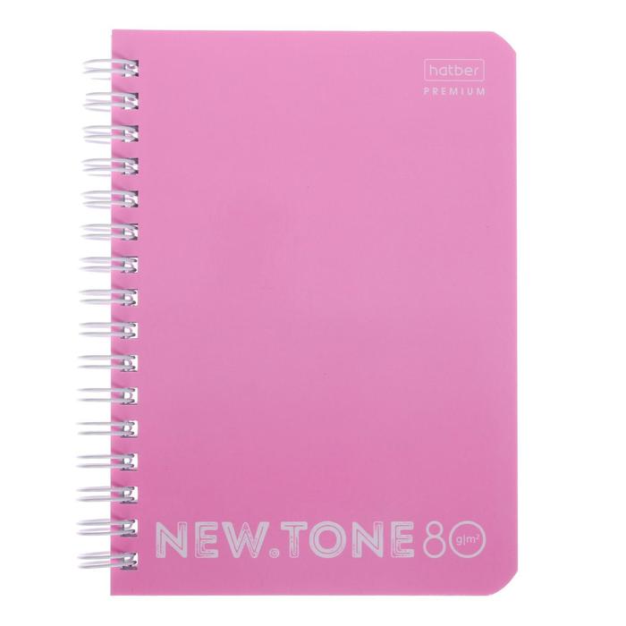 Записная книжка А6, 80 листов в клетку, на гребне, NEWtone PASTEL &quot;Пион&quot;, обложка мелованный картон, глянцевая ламинация, блок 80г/м²