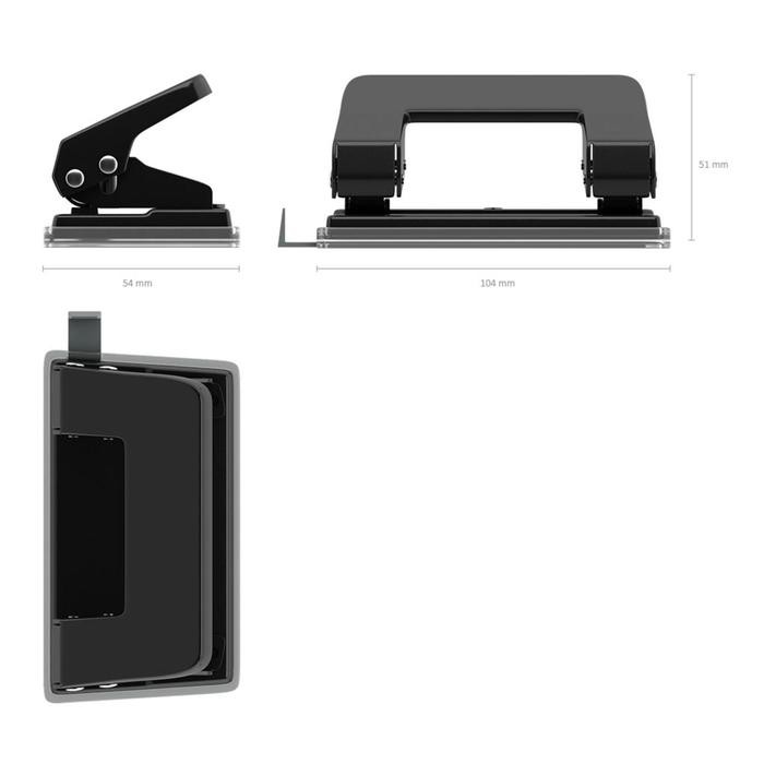 700-nw Дырокол ErichKrause Quadro, до 10 листов, диаметр прокола 6 мм, расстояние между проколами 80 мм, чёрный — изображение 4