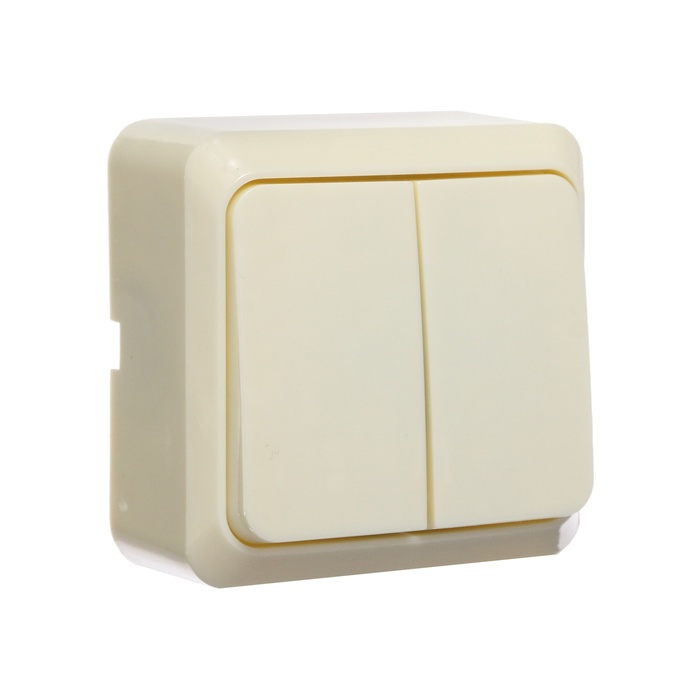 700-nw Выключатель Luazon Lighting "Лига", 10 А, 2 клавиши, накладной, бежевый — изображение 2