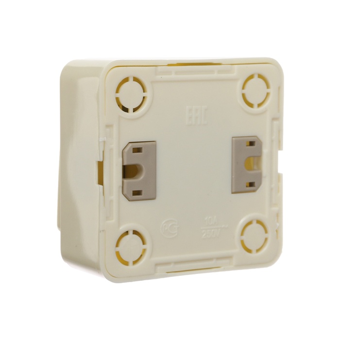 700-nw Выключатель Luazon Lighting "Лига", 10 А, 2 клавиши, накладной, бежевый — изображение 3