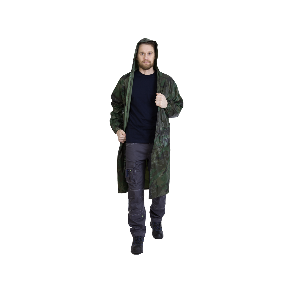 10005619-2 Плащ влагозащитный из нейлона с ПВХ, камуфляж, с капюшоном, для мужчин и женщин — изображение 3
