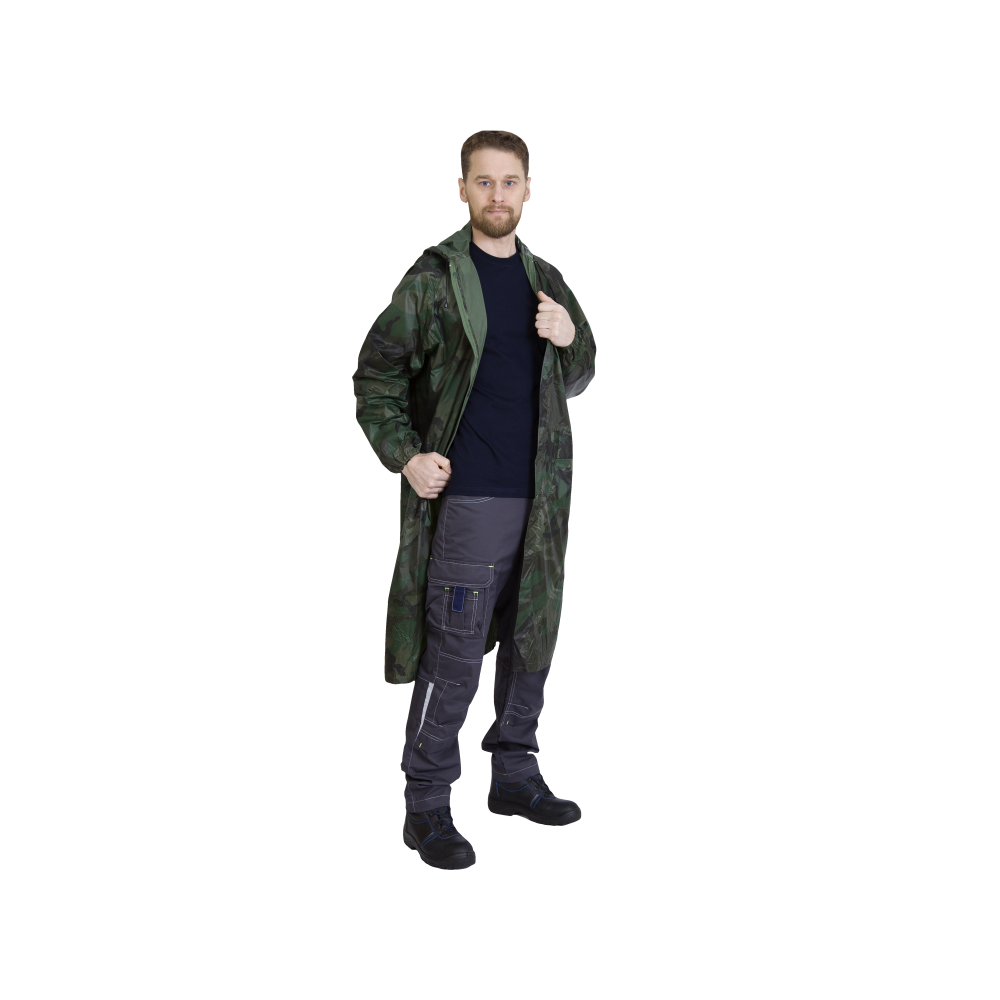 10005619-4 Плащ влагозащитный из нейлона с ПВХ, камуфляж, с капюшоном, для мужчин и женщин — изображение 5