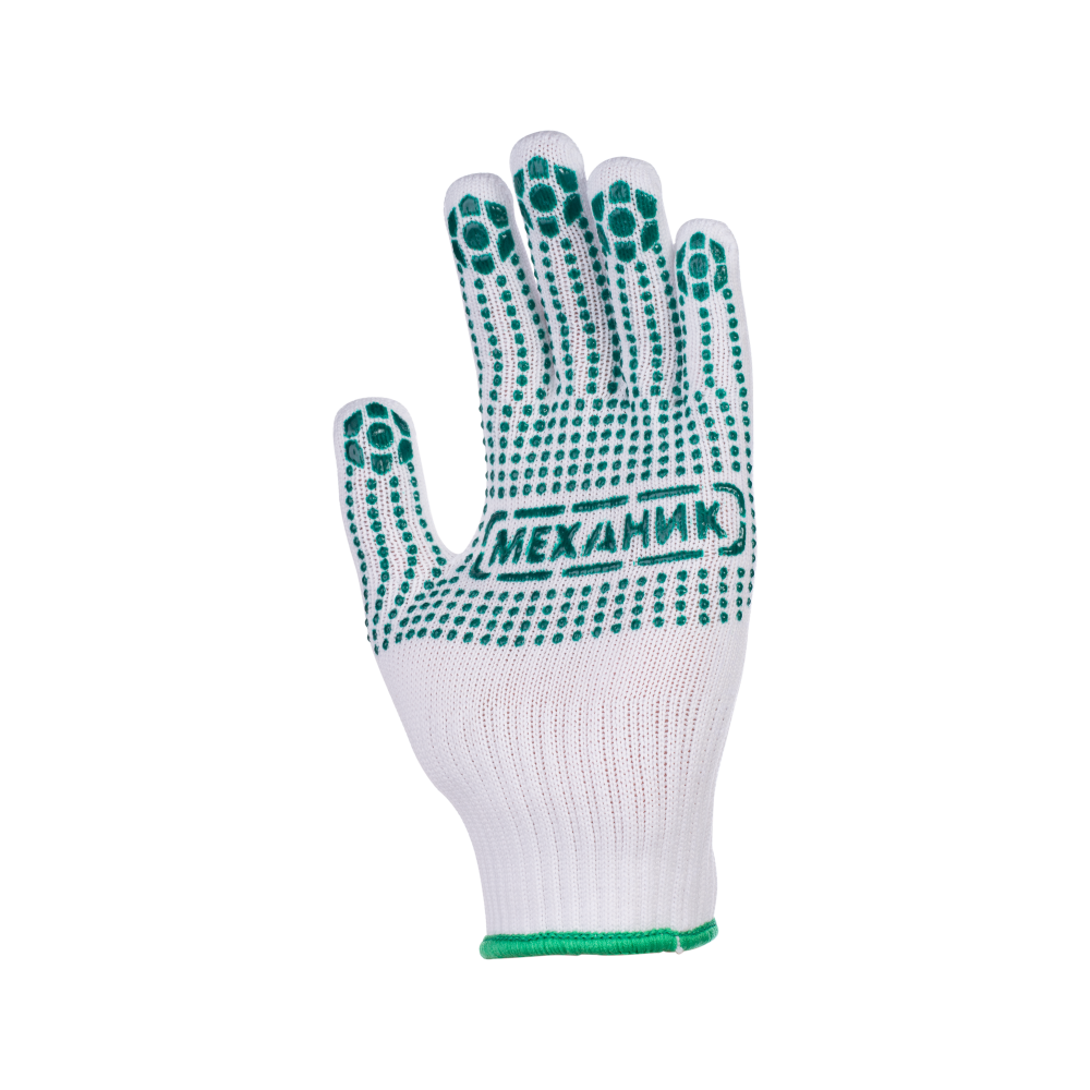 10013758-1 Перчатки нейлоновые с ПВХ Manipula Механик TNG-29, арт.1415 белые — изображение 2