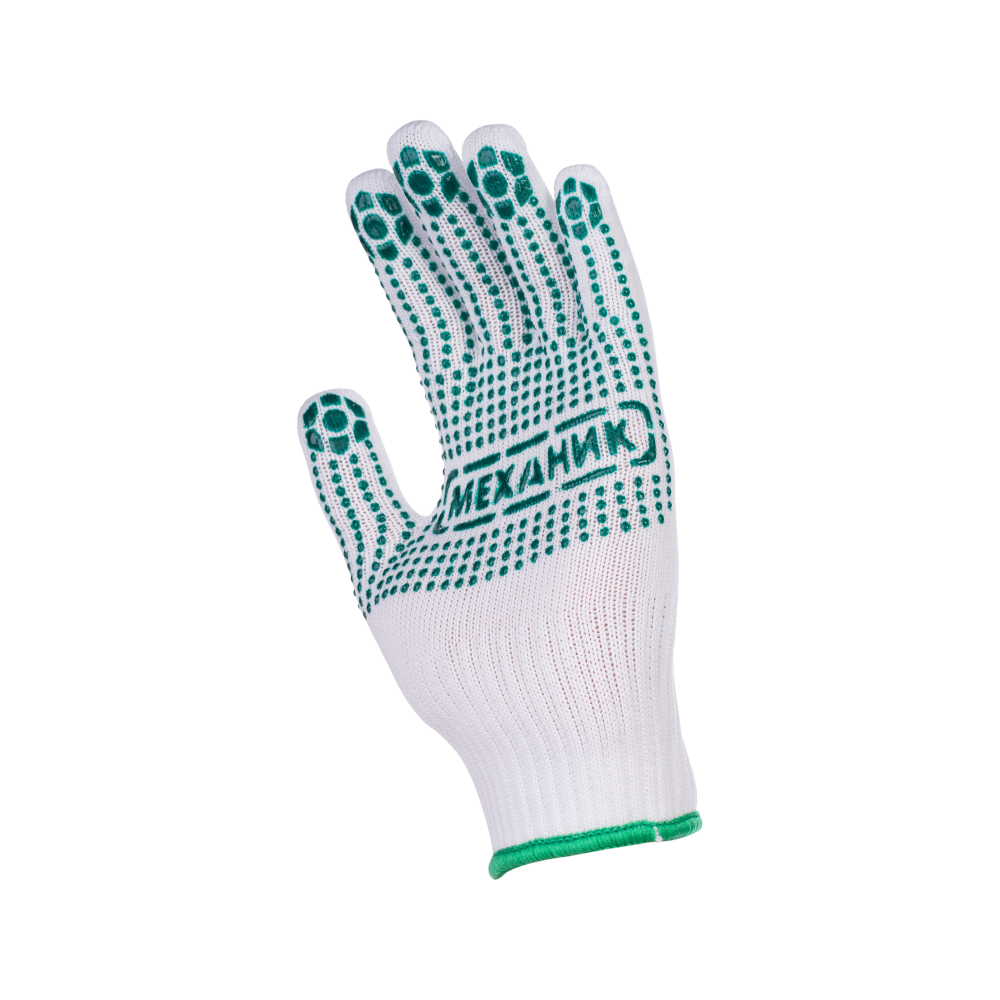 10013758-2 Перчатки нейлоновые с ПВХ Manipula Механик TNG-29, арт.1415 белые — изображение 3