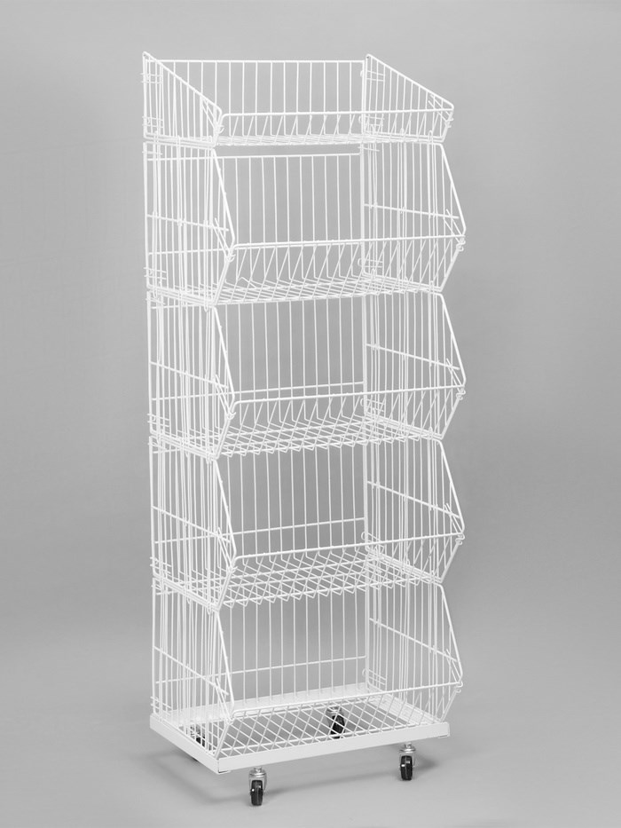 10199228-1 Накопитель разборный на колесах, 4 корзины, 50×43×147, цвет белый — изображение 2