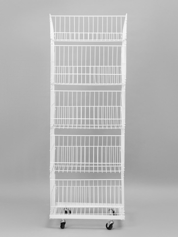 10199228-3 Накопитель разборный на колесах, 4 корзины, 50×43×147, цвет белый — изображение 4