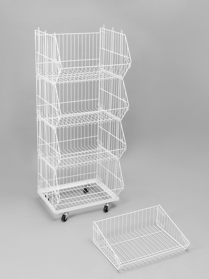 10199228-5 Накопитель разборный на колесах, 4 корзины, 50×43×147, цвет белый — изображение 6