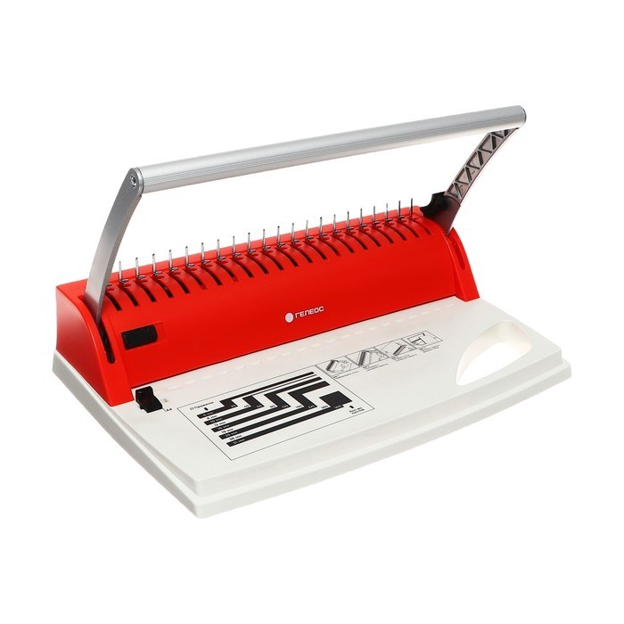 10430453-13 Брошюровщик ПЛАСТИК пружина, перф 9л, перепл 170л, Гелеос "БП-9+", бело-красн — изображение 14