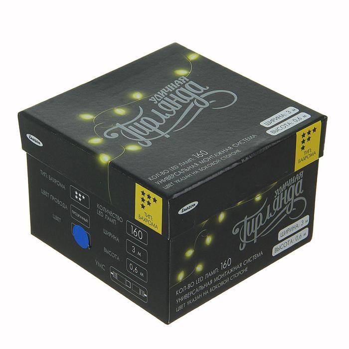 16951619_big Гирлянда «Бахрома» 3 × 0.6 м, IP44, УМС, прозрачная нить, 160 LED, свечение синее, 220 В — изображение 6