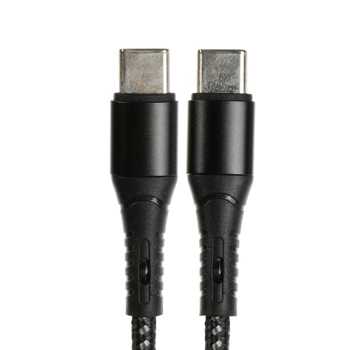 17049218_big Кабель Type-C - Type-C, 3 А, 66 W, быстрая зарядка, тканевая оплётка, 1 метр, чёрный — изображение 2