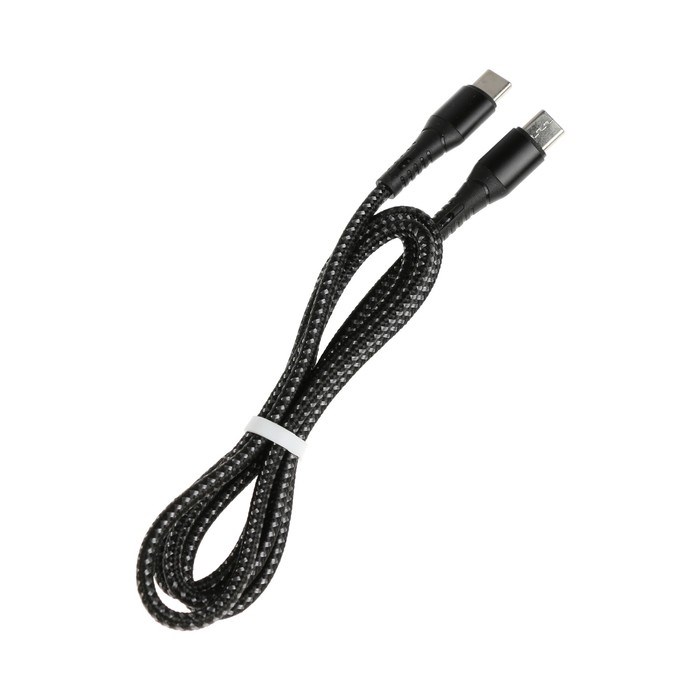 17049219_big Кабель Type-C - Type-C, 3 А, 66 W, быстрая зарядка, тканевая оплётка, 1 метр, чёрный — изображение 3