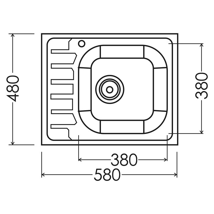 17145437_big Мойка кухонная "Владикс", врезная, с сифоном, 58х48 см, левая, нержавеющая сталь 0.6 мм — изображение 7