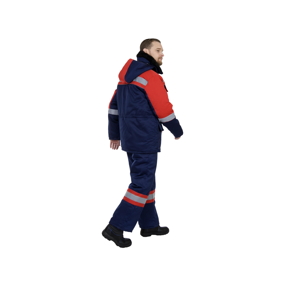 2668-5 Костюм рабочий Орбита утепленный, куртка+полукомбинезон, серый+красный — изображение 6
