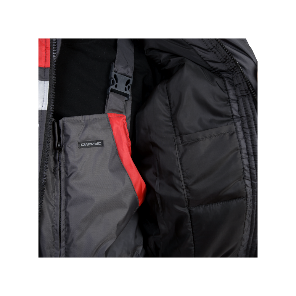 2668-7 Костюм рабочий Орбита утепленный, куртка+полукомбинезон, серый+красный — изображение 8