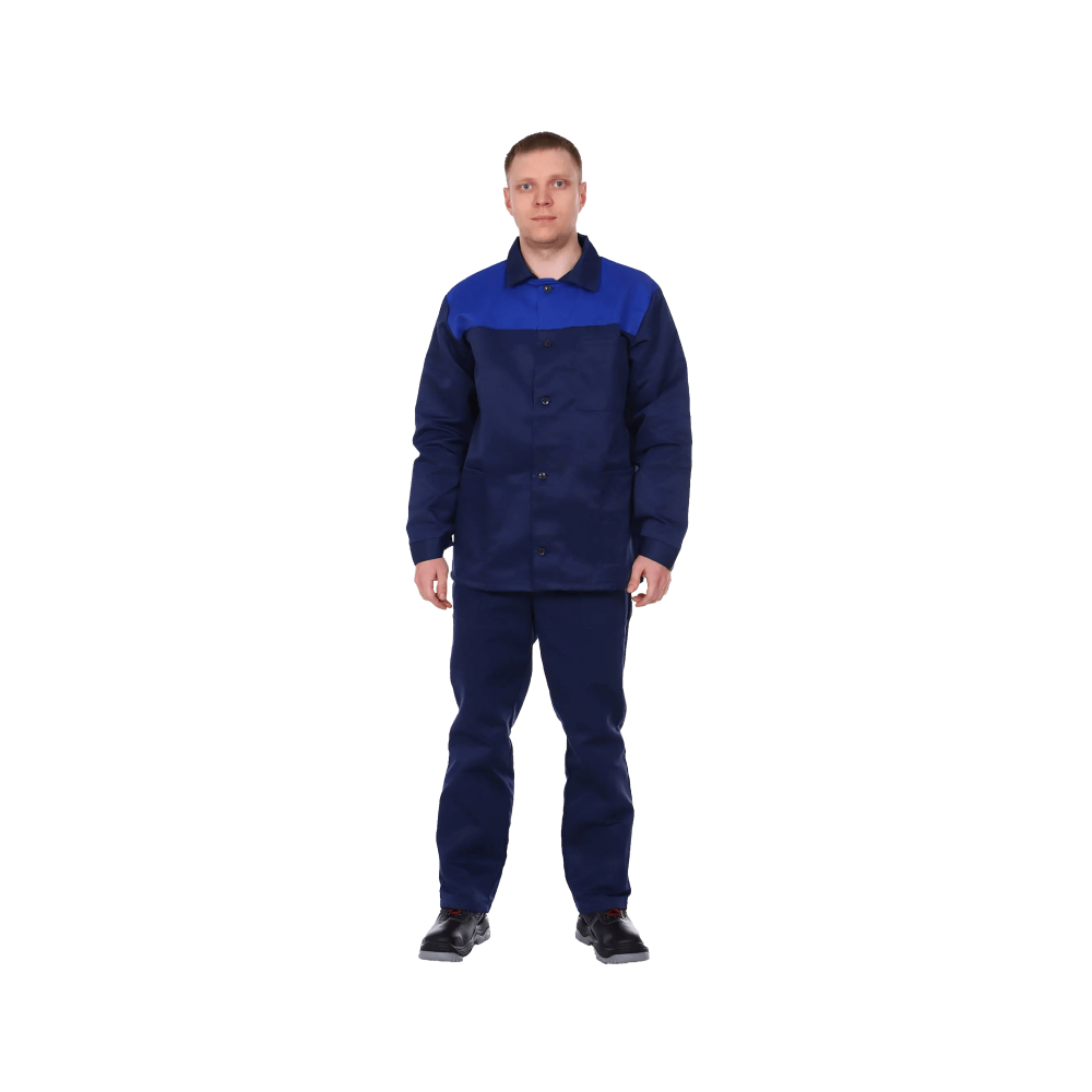 Костюм рабочий Стандарт, куртка+брюки, темно-синий+василек