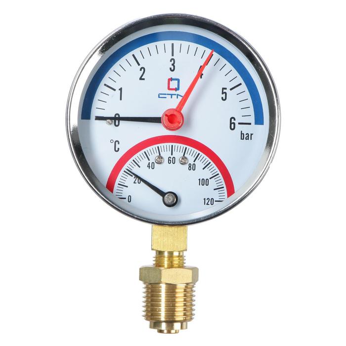 5300080-1 Термоманометр "CTM", радиальный, Дк 80 мм, 0.6 МПа, наружная резьба 1/4", 120°С — изображение 2