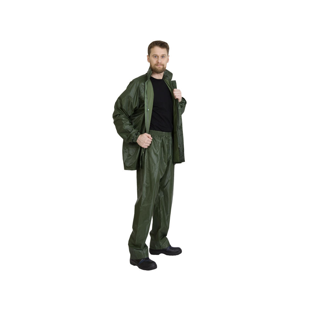 62005308-4 Костюм нейлон с ПВХ влагостойкий на молнии, зеленый — изображение 5