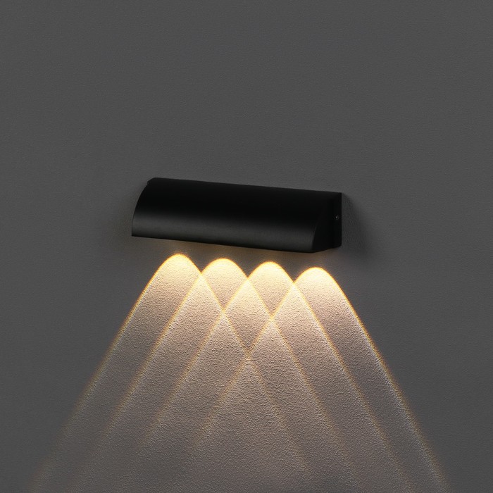 700-nw Светильник фасадный «Каскад», FSD-092, 4 Вт, 3000К, 4 луча, IP65, 220 В, металл, черный — изображение 3