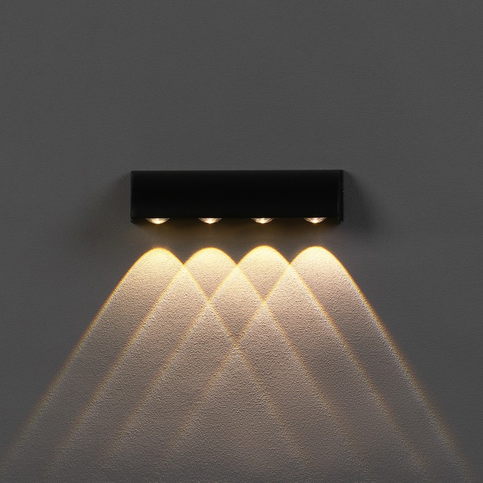 700-nw Светильник фасадный «Каскад», FSD-092, 4 Вт, 3000К, 4 луча, IP65, 220 В, металл, черный — изображение 4