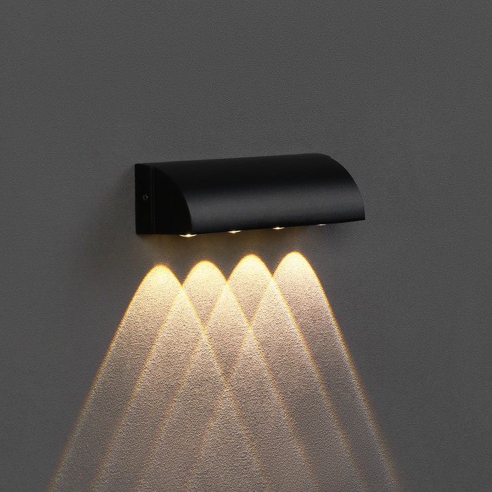 700-nw Светильник фасадный «Каскад», FSD-092, 4 Вт, 3000К, 4 луча, IP65, 220 В, металл, черный — изображение 5