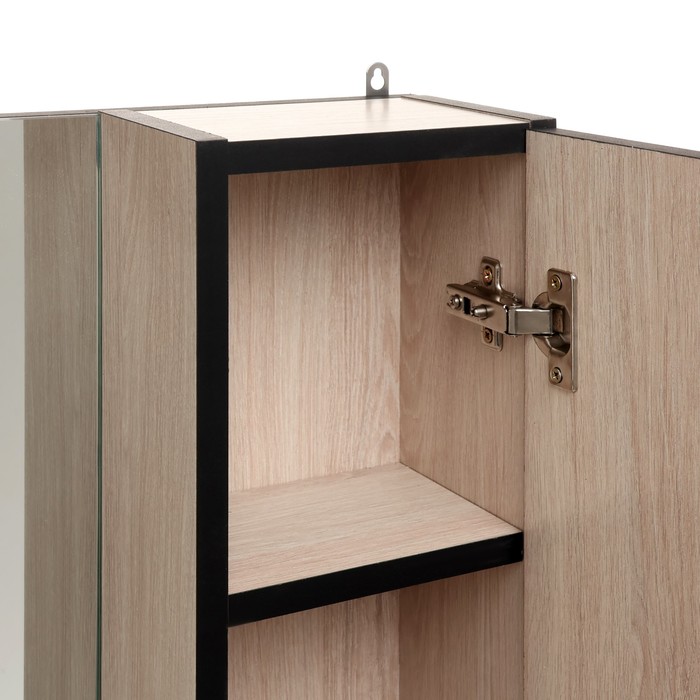 700-nw Зеркало-шкаф для ванной комнаты "Сантана 50", Дуб Сантана светлый, 50 х 70 х 16 см — изображение 4